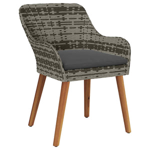 Garten Essgruppe 9-teilig Grau Poly Rattan