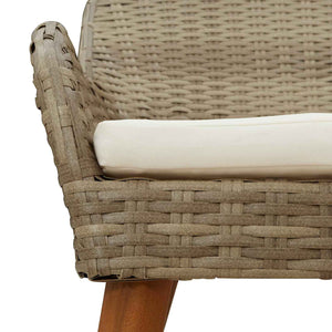 9-teilige Garten Essgruppe Beige Poly-Rattan