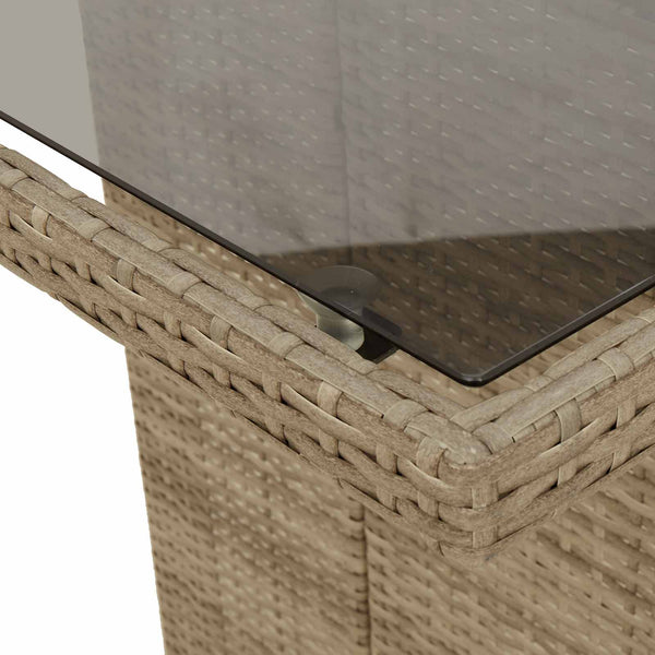 9-teilige Garten Essgruppe Beige Poly-Rattan