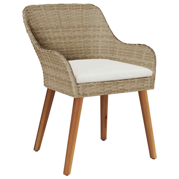 9-teilige Garten Essgruppe Beige Poly-Rattan