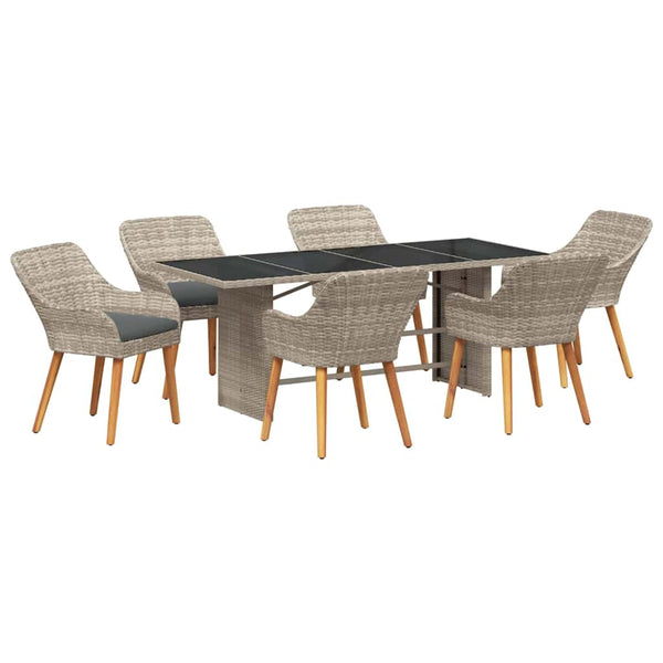 7-teilige Garten Essgruppe Hellgrau Poly-Rattan