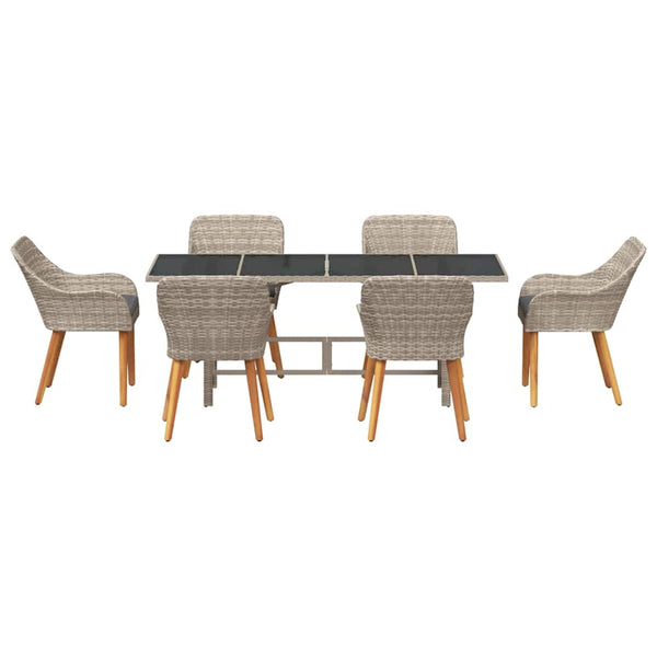7-teilige Garten Essgruppe Hellgrau Poly-Rattan