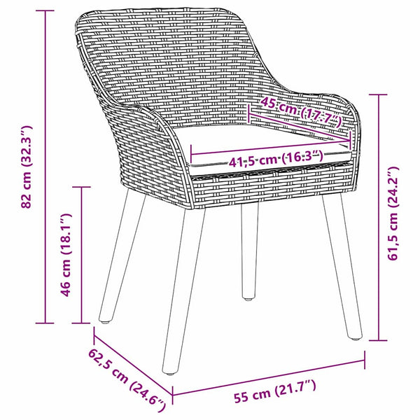7-teilige Garten Essgruppe Hellgrau Poly-Rattan