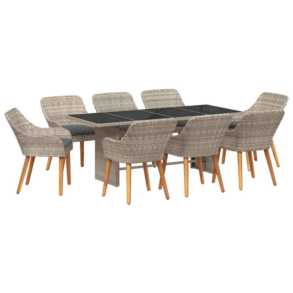 vidaXL Salon de jardin 9 pcs Gris clair Résine tressée