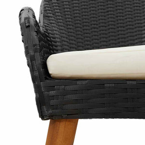 Garten Essgruppe Schwarz Poly-Rattan mit Kissen