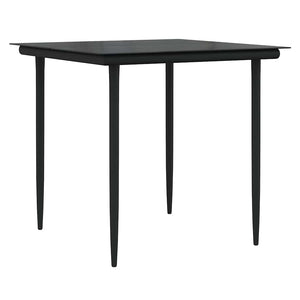 Garten Essgruppe Schwarz Poly-Rattan mit Kissen