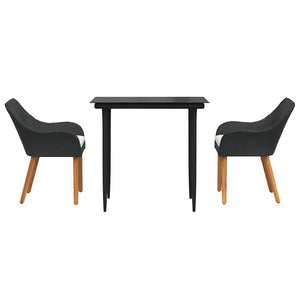 Garten Essgruppe Schwarz Poly-Rattan mit Kissen
