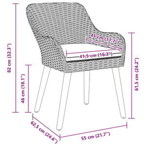 Garten Essgruppe Schwarz Poly-Rattan mit Kissen