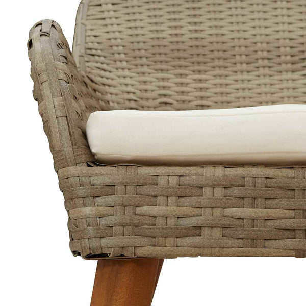 3-teilige Garten Essgruppe Beige Poly-Rattan mit Kissen