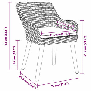 3-teilige Garten Essgruppe Beige Poly-Rattan mit Kissen