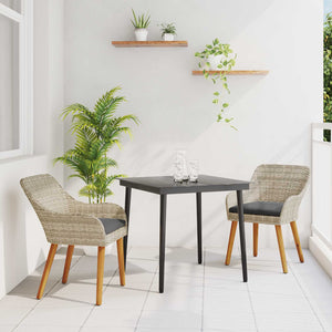 Garten Essgruppe Hellgrau Poly-Rattan 3-teilig