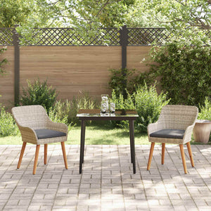 Garten Essgruppe Hellgrau Poly-Rattan 3-teilig