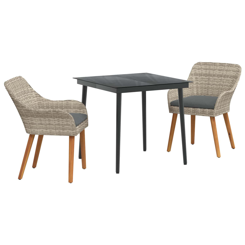 vidaXL Salon de jardin avec coussins 3 pcs Gris clair résine tressée