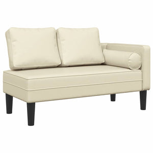 Creme Kunstleder Chaiselongue mit Kissen