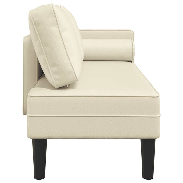 Creme Kunstleder Chaiselongue mit Kissen