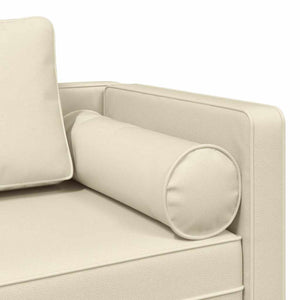 Creme Kunstleder Chaiselongue mit Kissen