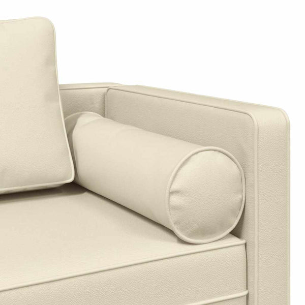 Creme Kunstleder Chaiselongue mit Kissen