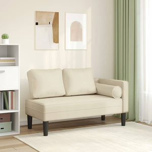 Creme Kunstleder Chaiselongue mit Kissen