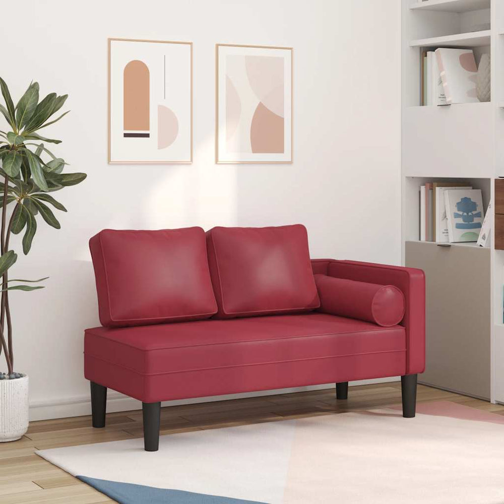 vidaXL Chaise longue avec coussin en similicuir bordeaux