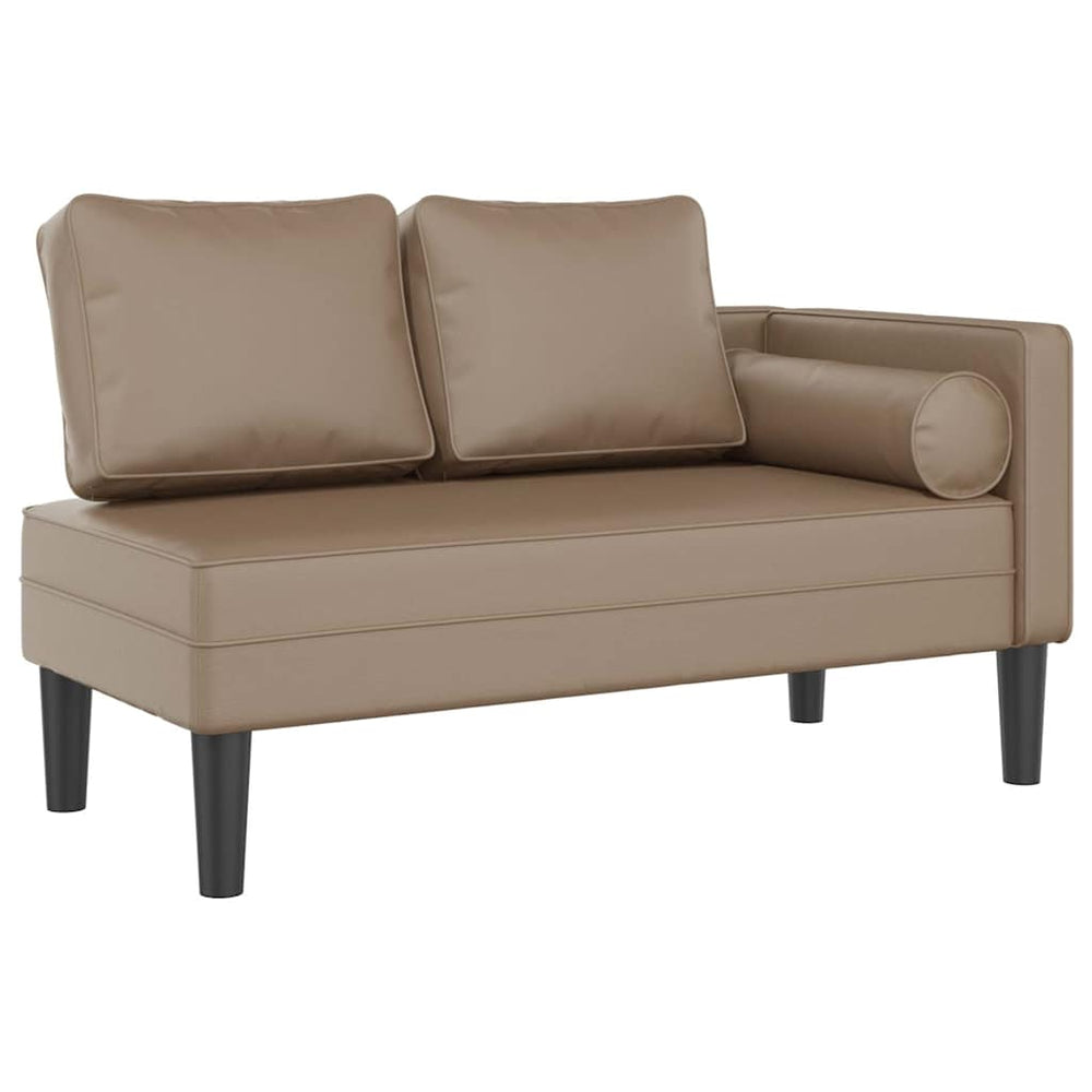 vidaXL Chaise longue avec coussin cappuccino en similicuir