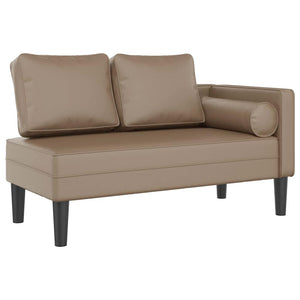 Chaiselongue Cappuccino Kunstleder mit Kissen