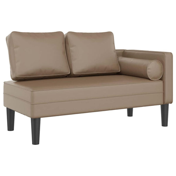 Chaiselongue Cappuccino Kunstleder mit Kissen