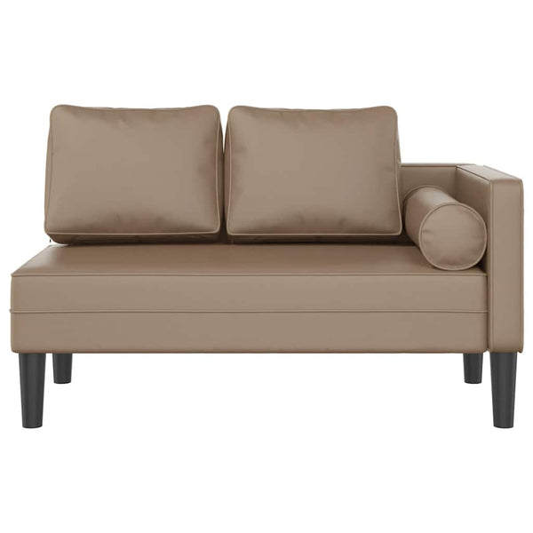 Chaiselongue Cappuccino Kunstleder mit Kissen