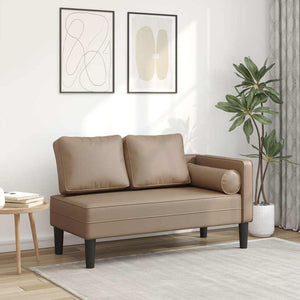 Chaiselongue Cappuccino Kunstleder mit Kissen