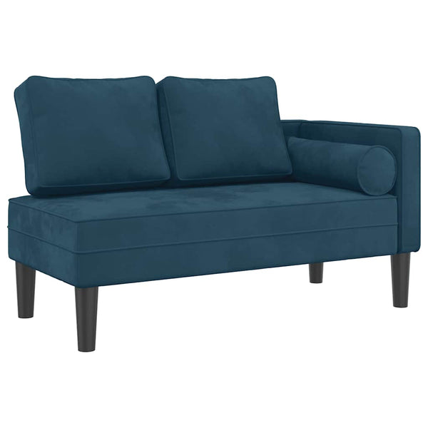 Blaue Samt Chaiselongue mit Kissen