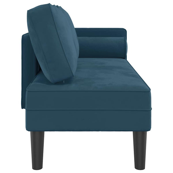 Blaue Samt Chaiselongue mit Kissen
