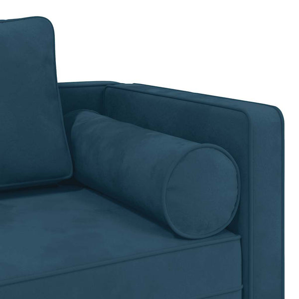 Blaue Samt Chaiselongue mit Kissen