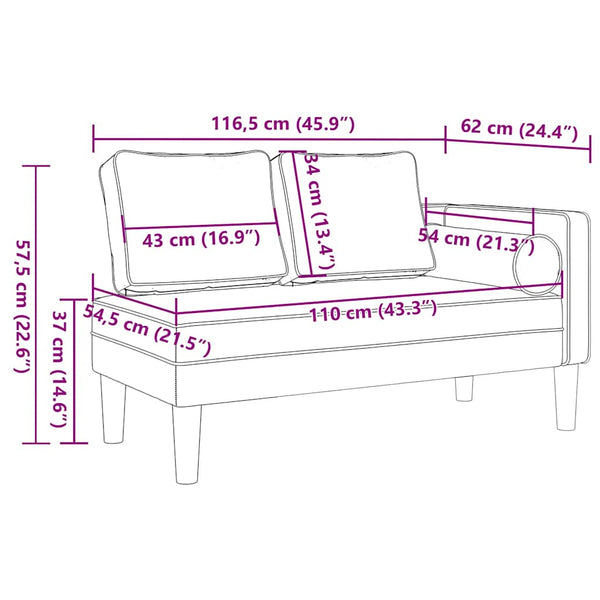Blaue Samt Chaiselongue mit Kissen
