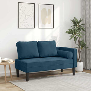 Blaue Samt Chaiselongue mit Kissen