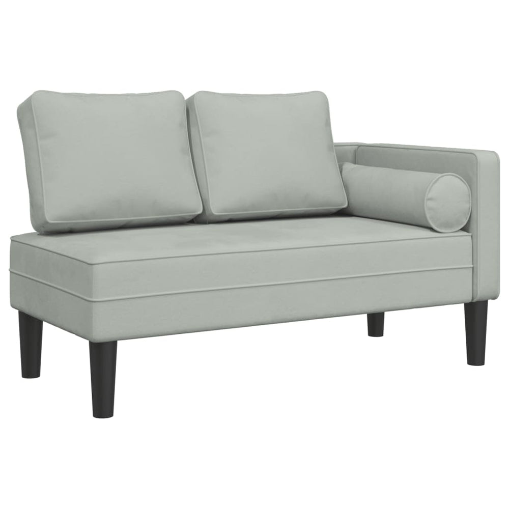 vidaXL Chaise longue avec coussin velours gris clair