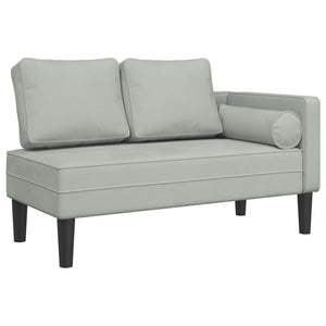 Hellgraue Samt Chaiselongue mit Kissen