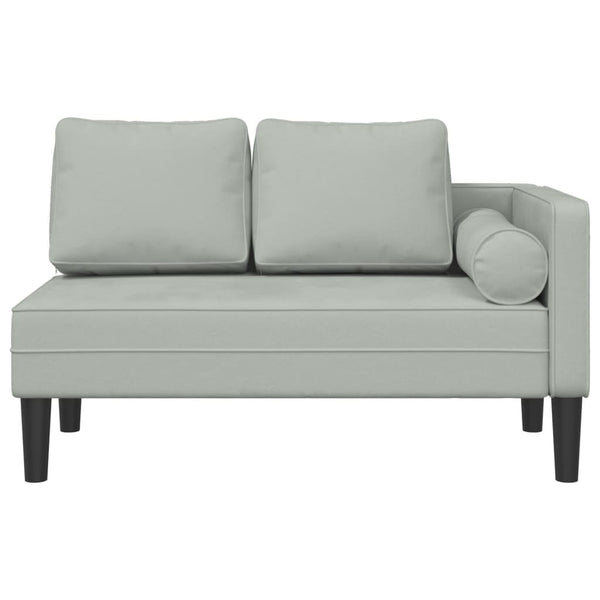 Hellgraue Samt Chaiselongue mit Kissen