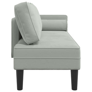 Hellgraue Samt Chaiselongue mit Kissen