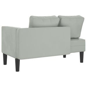 Hellgraue Samt Chaiselongue mit Kissen
