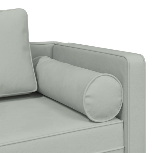 Hellgraue Samt Chaiselongue mit Kissen