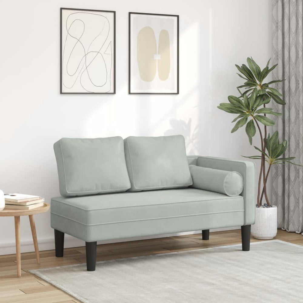 vidaXL Chaise longue avec coussin velours gris clair