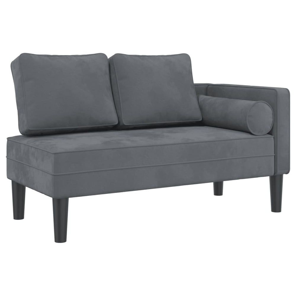 vidaXL Chaise longue avec coussin velours gris foncé