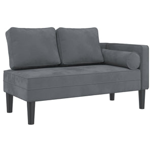 Dunkelgraue Samt Chaiselongue mit Kissen
