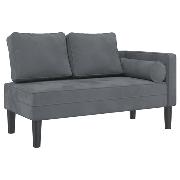 Dunkelgraue Samt Chaiselongue mit Kissen