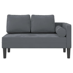 Dunkelgraue Samt Chaiselongue mit Kissen
