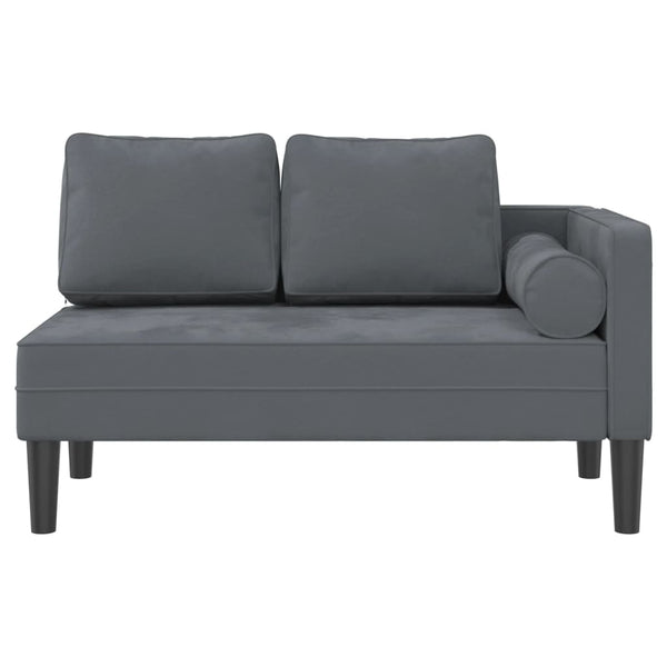 Dunkelgraue Samt Chaiselongue mit Kissen