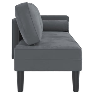 Dunkelgraue Samt Chaiselongue mit Kissen