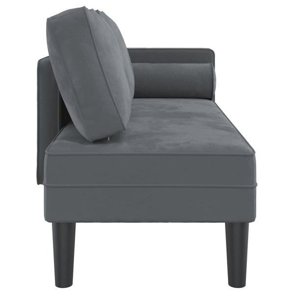 Dunkelgraue Samt Chaiselongue mit Kissen