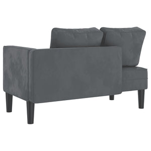 Dunkelgraue Samt Chaiselongue mit Kissen