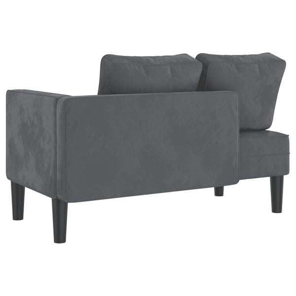 Dunkelgraue Samt Chaiselongue mit Kissen