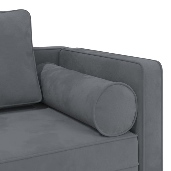 Dunkelgraue Samt Chaiselongue mit Kissen